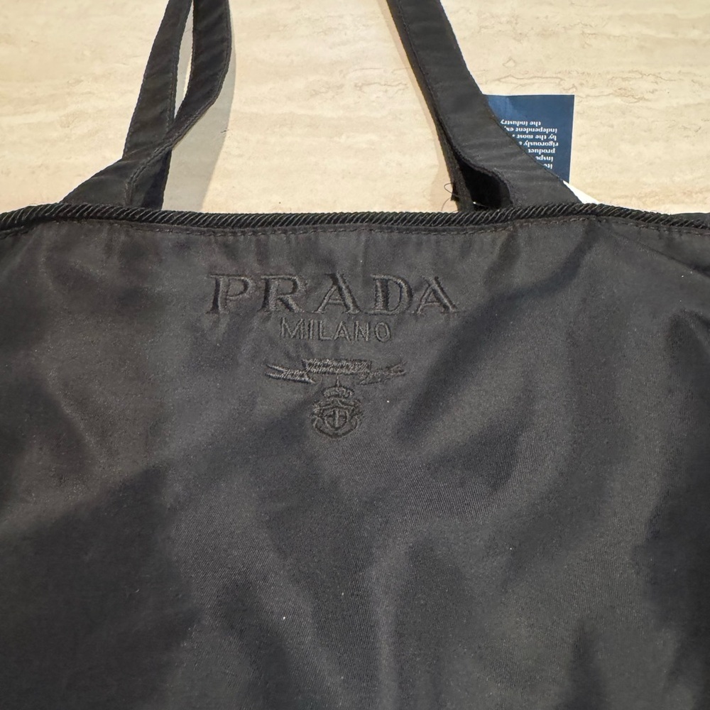 PRADA Vintage Tessuto Tassel Black Silver Hardware Nylon Beaded Handbag Tote‎ - Picture 11 of 14